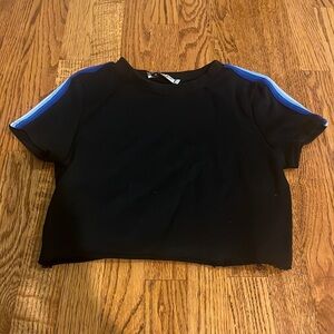 Falling Love Woman’s Black Striped Short Sleeve Size XS